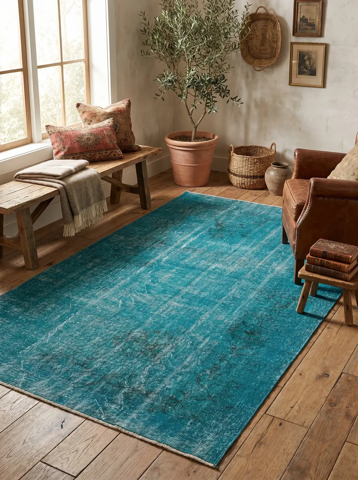 Azure Echo Vintage Rug — detail view 4