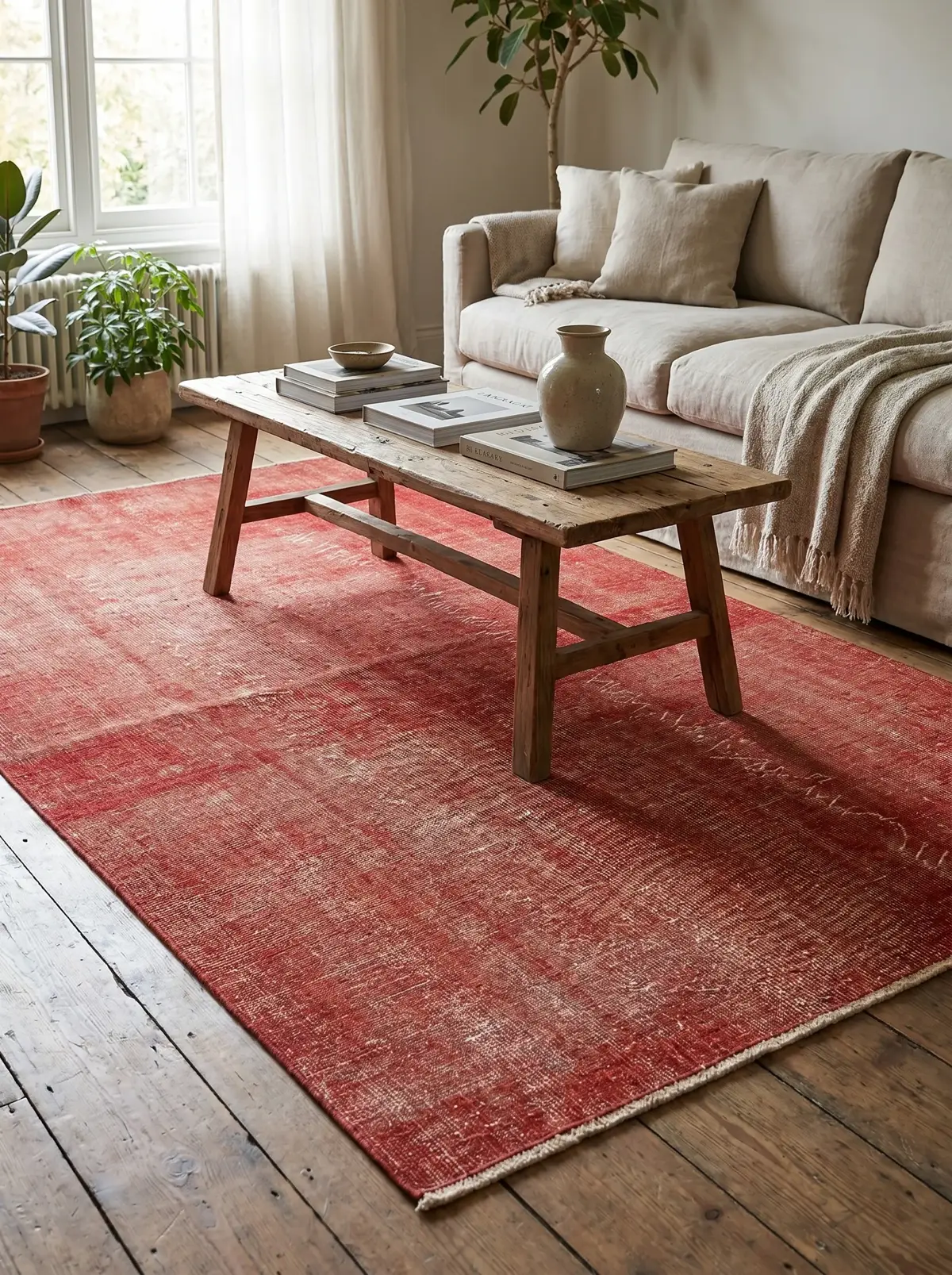 Vintage Handwoven Wool Rug — detail view 7