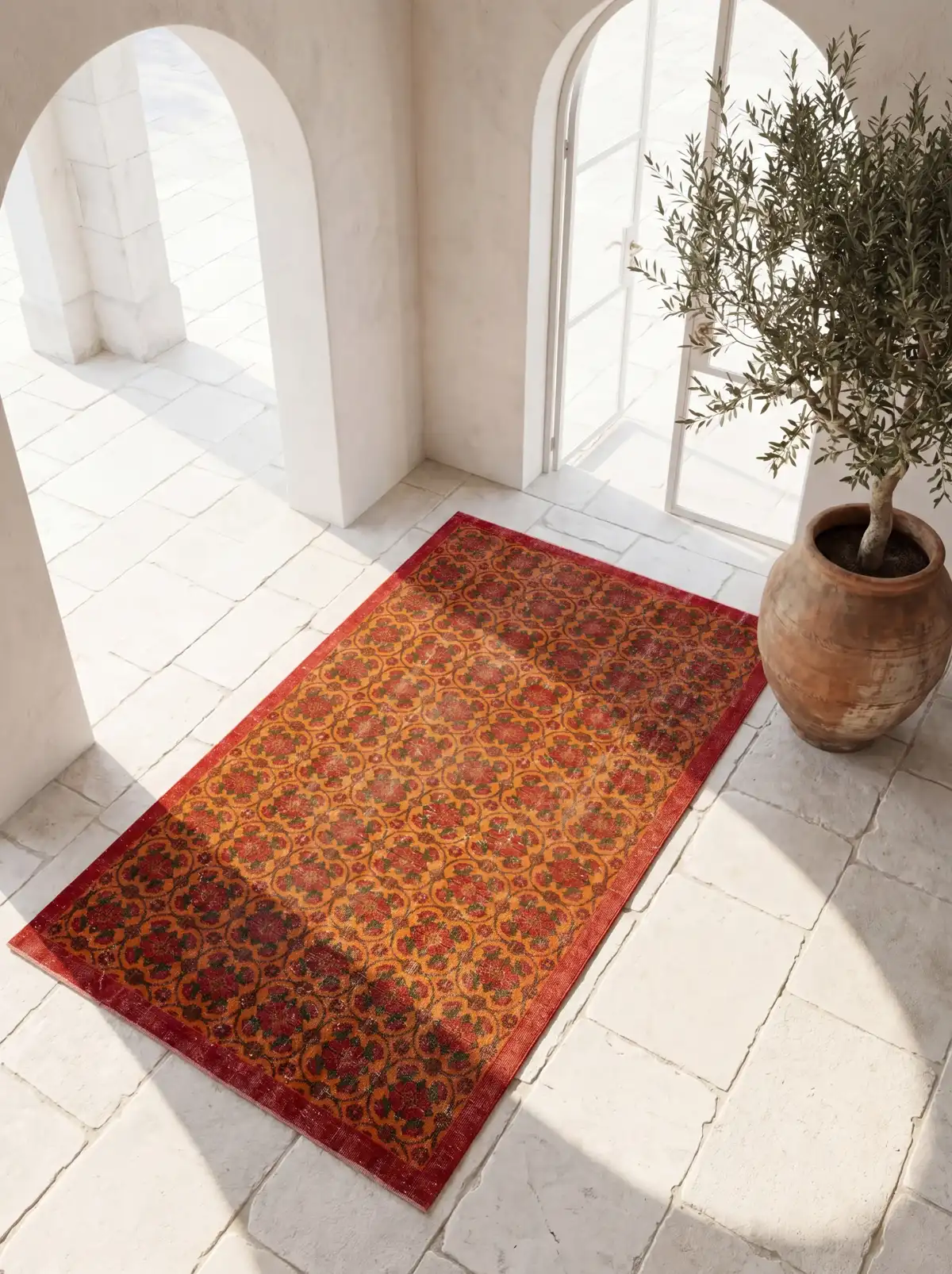Olive & Ochre Heritage Vintage Rug — vintage Turkish rug from the Bisāṭim collection