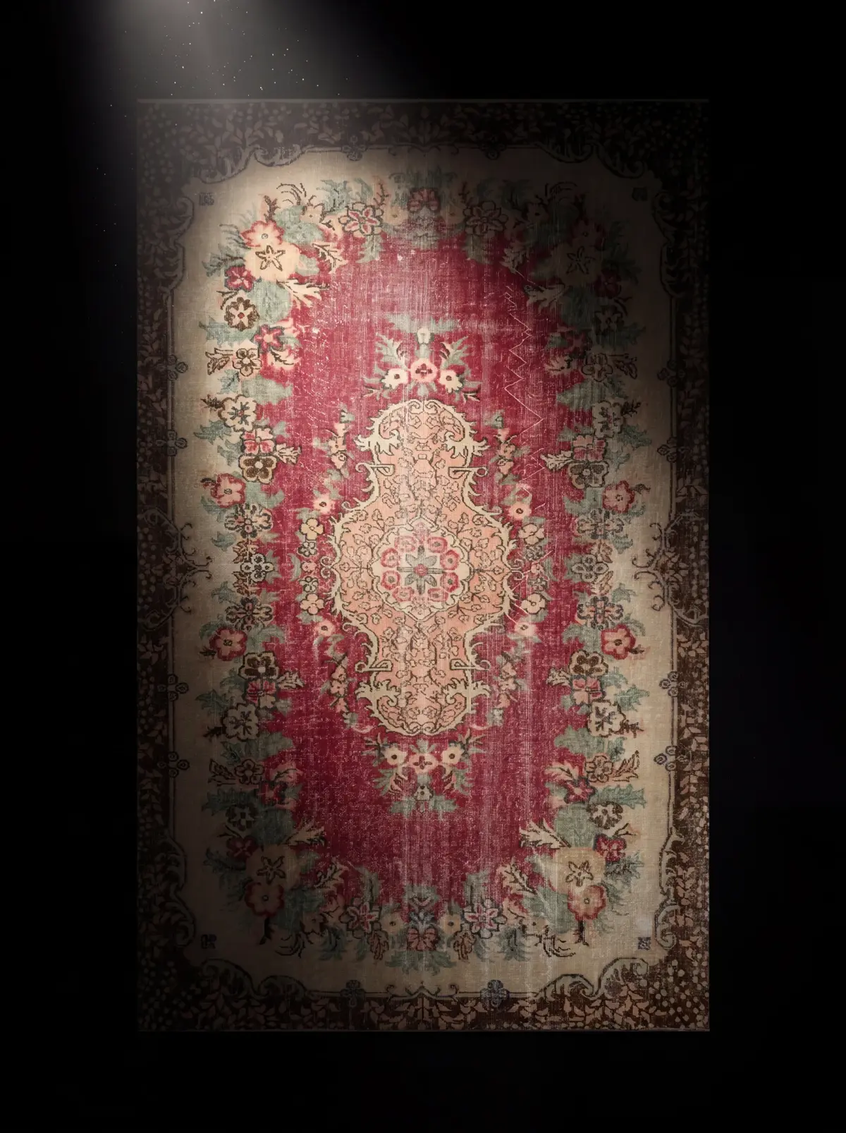 Crimson & Cream Heritage Vintage Rug — vintage Turkish rug