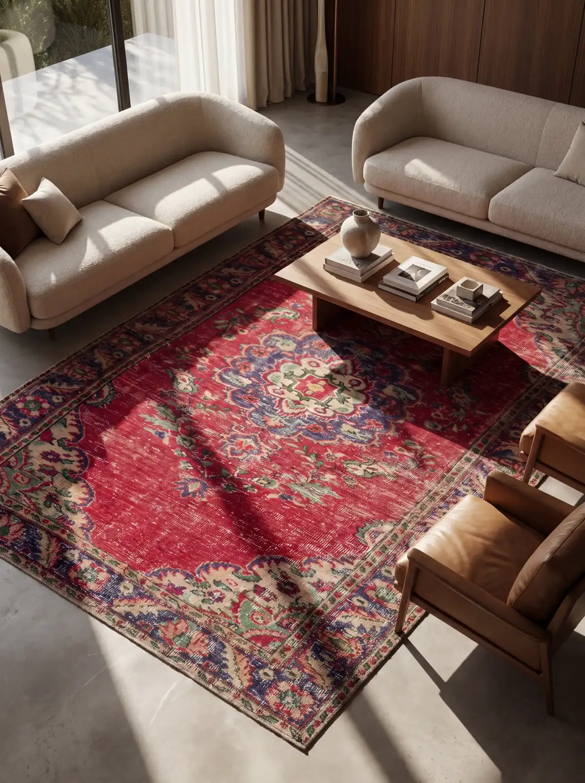 Royal Crimson & Navy Heritage Rug — vintage Turkish rug from the Bisāṭim collection