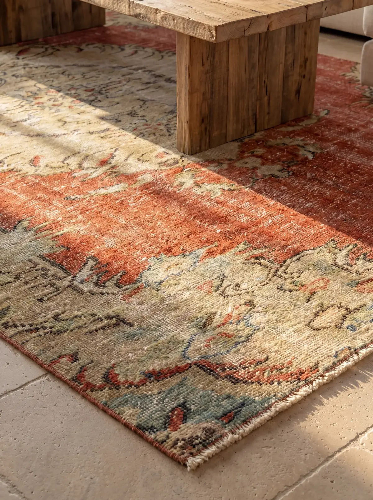 Terracotta & Cream Heritage Vintage Rug — vintage Turkish rug