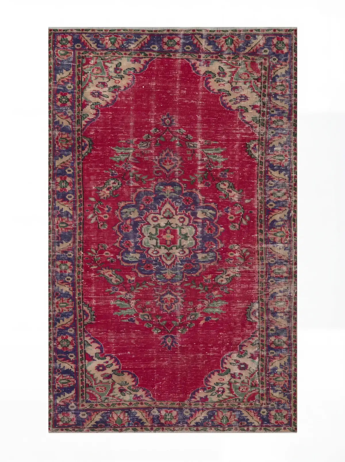 Crimson & Marigold Floral Heritage Rug — vintage Turkish rug from the Bisāṭim collection