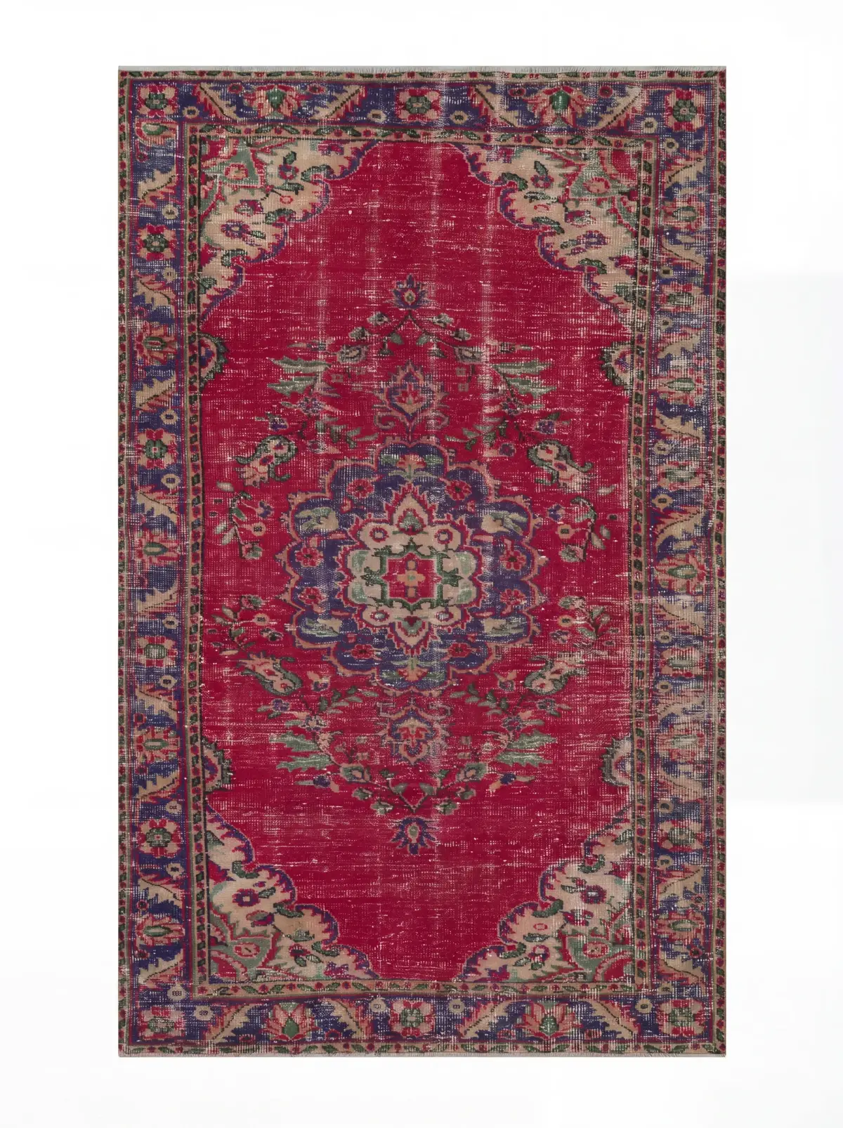 Royal Crimson & Navy Heritage Rug — vintage Turkish rug