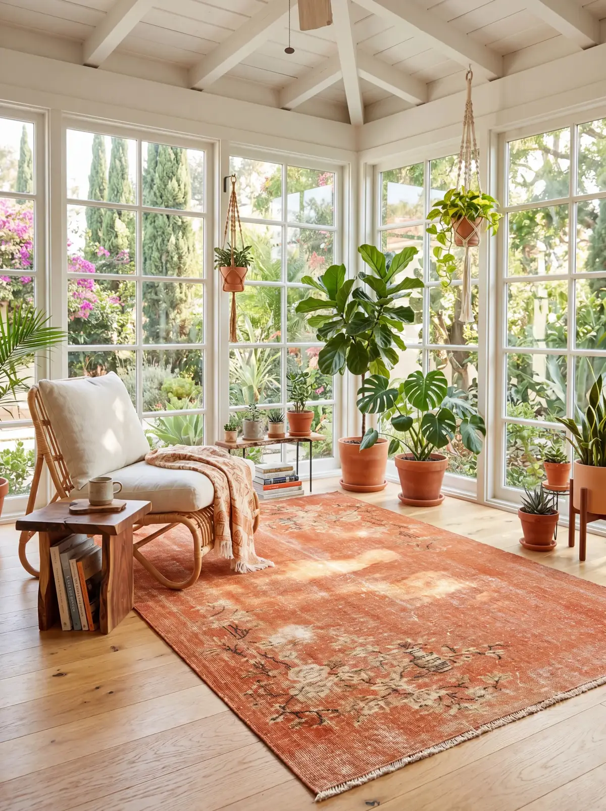 Terracotta Blossom Heritage Vintage Rug, vintage Turkish rug, Vintage Turkish Rug, hand-knotted natural wool, cotton, wool, size 152 × 262 cm, from Türkiye