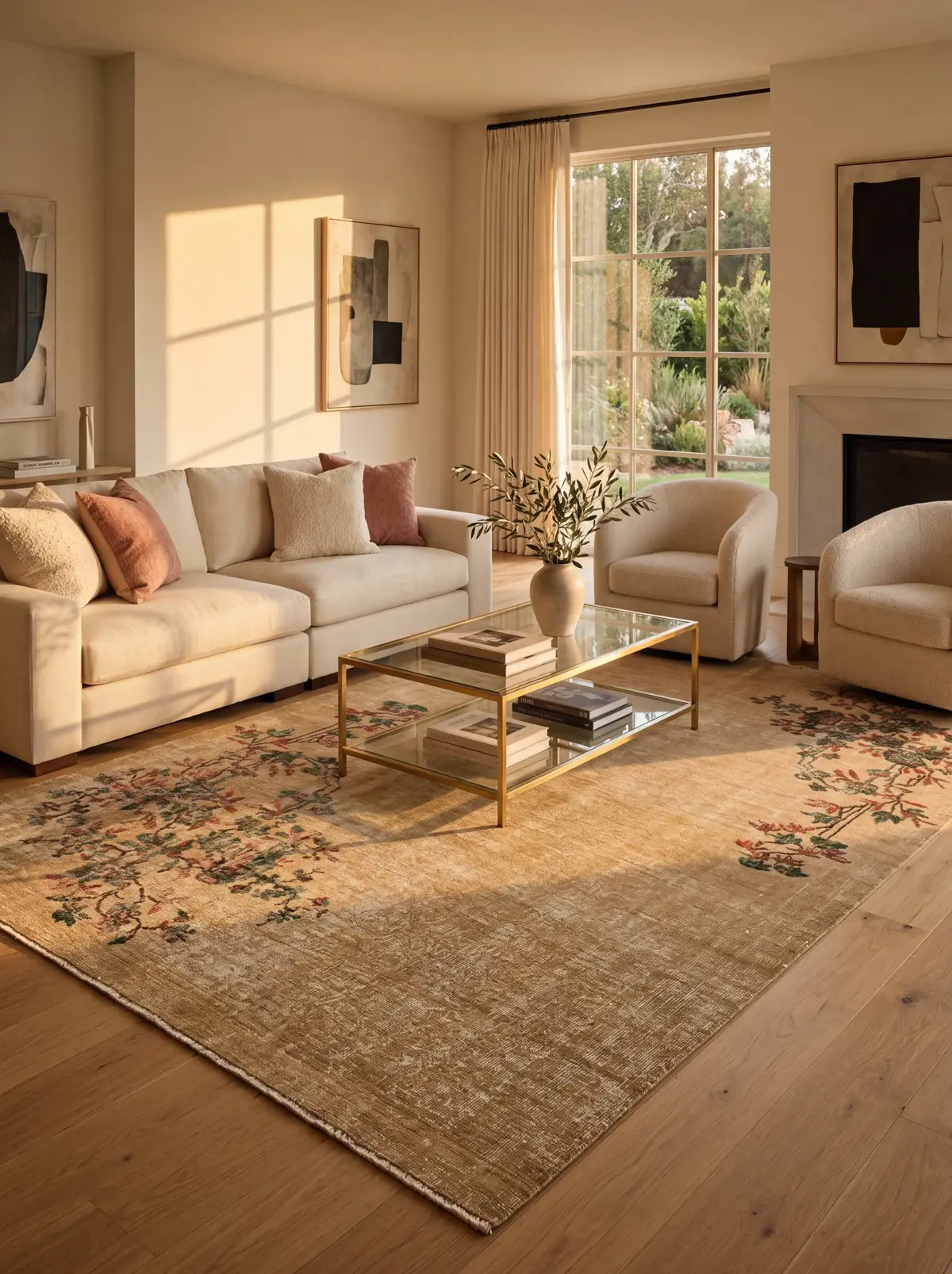 Almond Blossom Heritage Vintage Rug, vintage Turkish rug, Vintage Turkish Rug, hand-knotted natural wool, cotton, wool, size 140 × 266 cm, from Türkiye